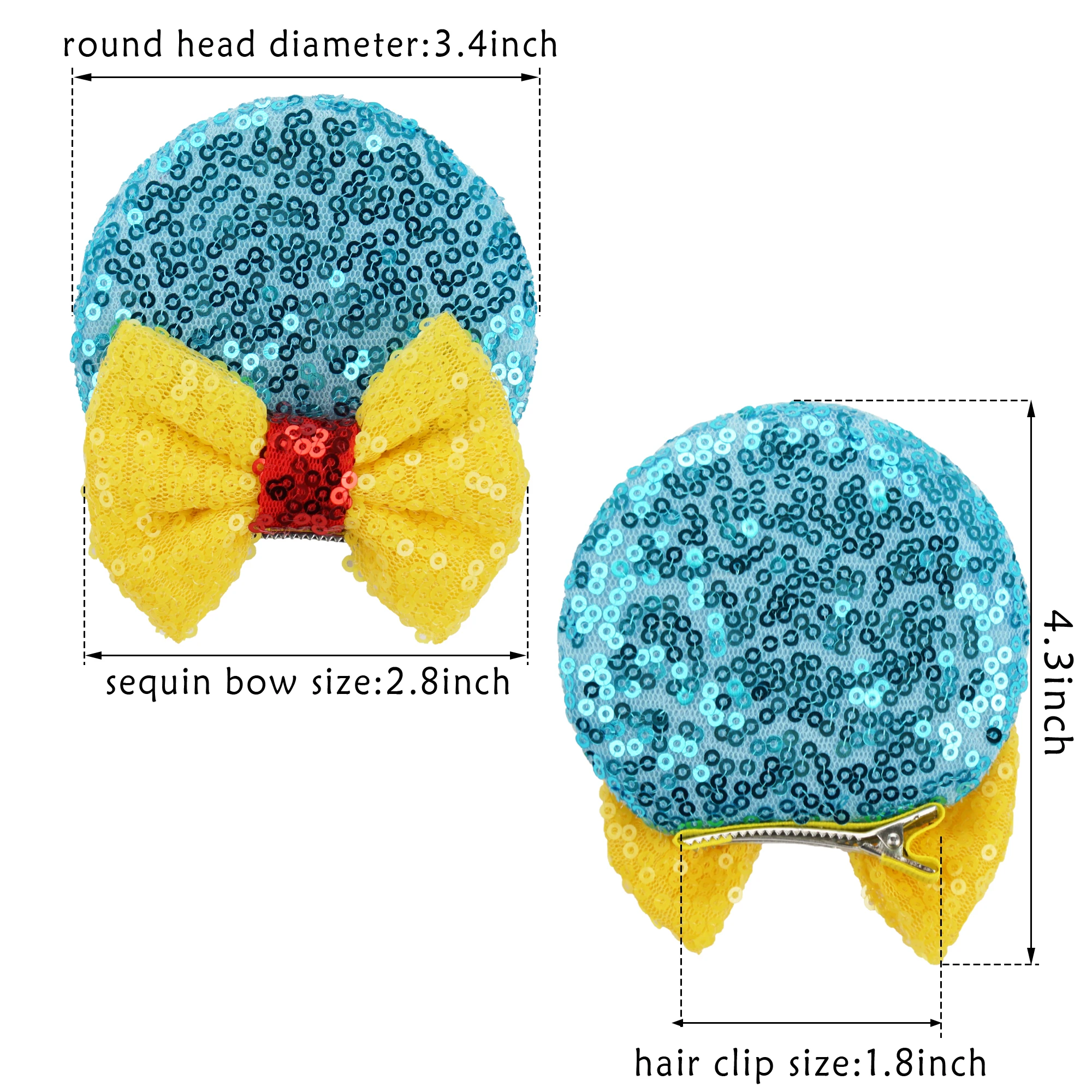 2Pcs Sequin Mouse Ears Hair Clips Glitter Hair Bows Cute Mice Ears Hair Clip Barrettes for Women Girls Hair Accessories forParty image 2