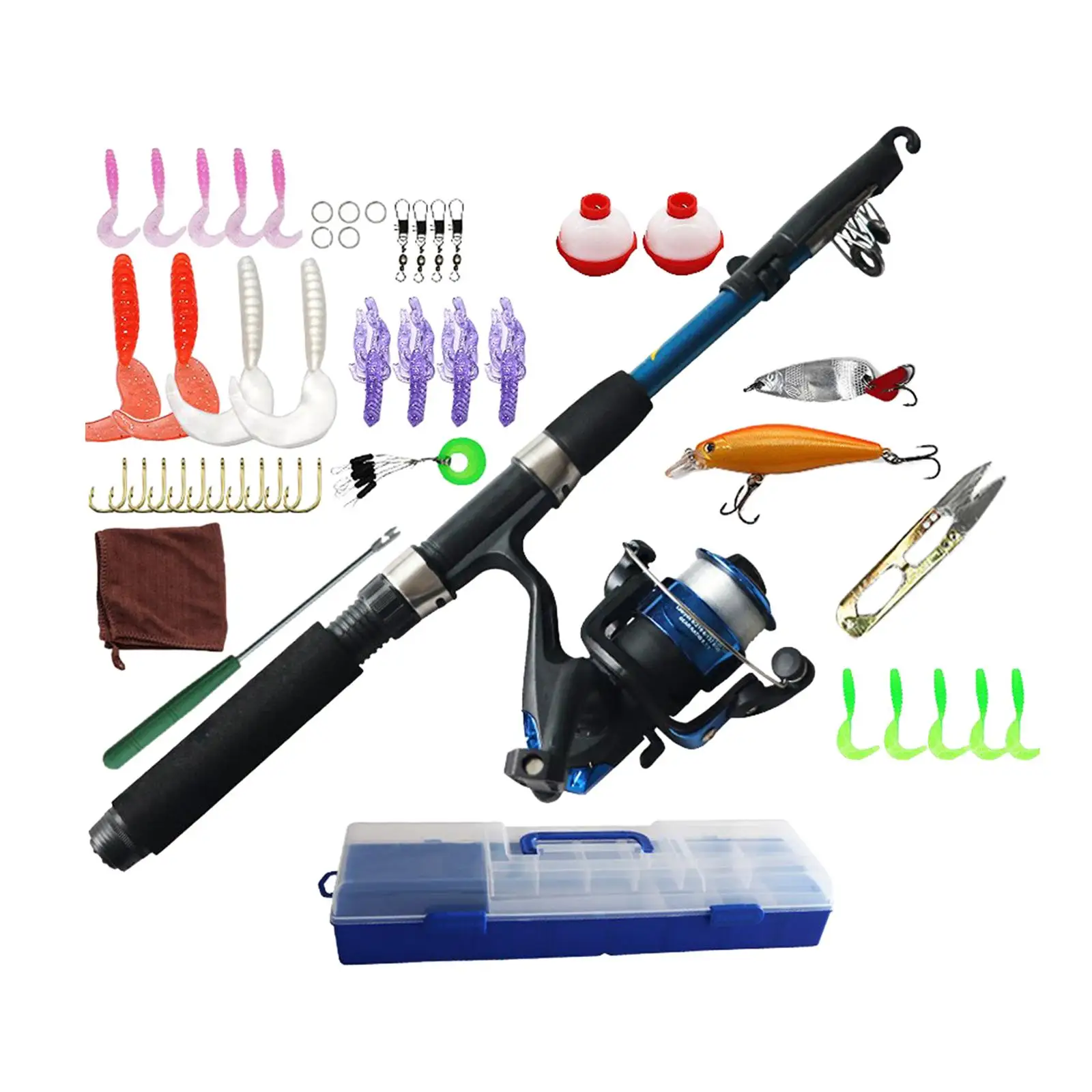 

Kids Telescopic Fishing Rod Complete Set with Tackle Box and Accessories for Beginner Freshwater Fishing Adventure