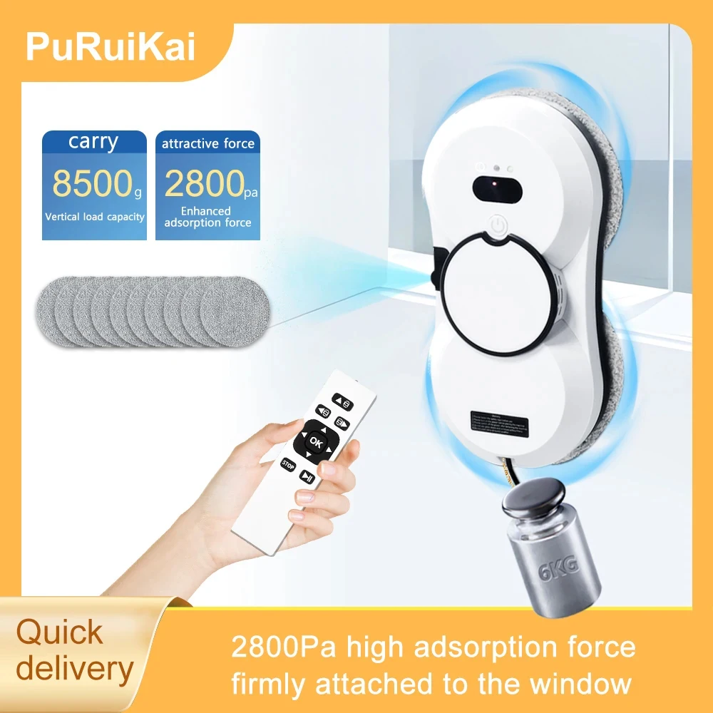 PuRuiKai robot electric automatic window cleaning Robotic vacuum cleaner, with  remote control, automatic spray