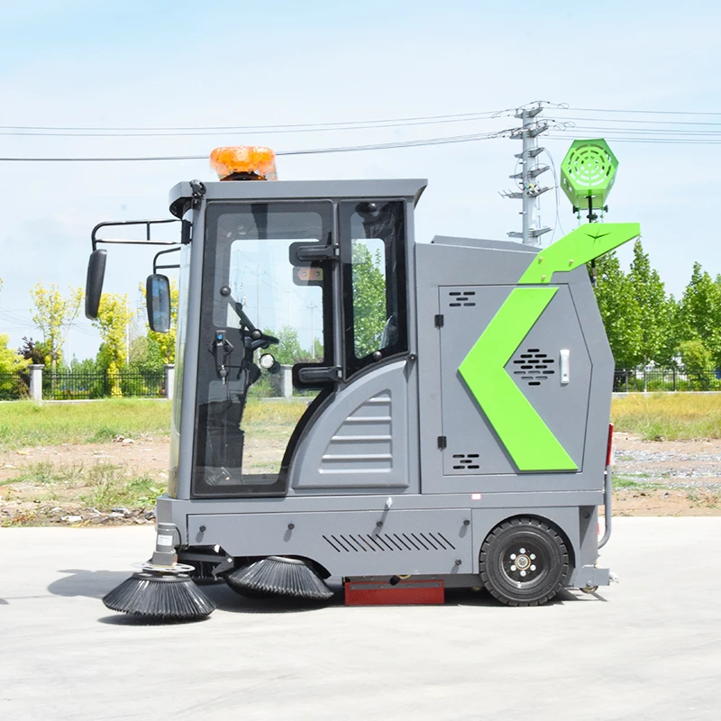 Customized New 3-wheel Electric Ride-on Road Sweeper With Water Spraying Function High Efficiency 2000mm Cleaning Width