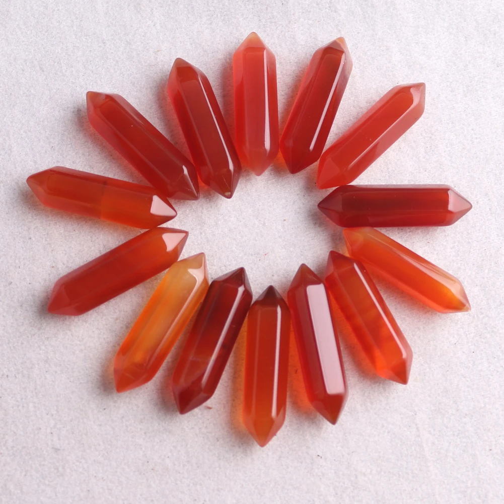 100pcs/lot Natural Stone Carnelian Bullet Hexagonal Beads Healing Energy Pendulum Jewelry Making Wholesale Items For Business