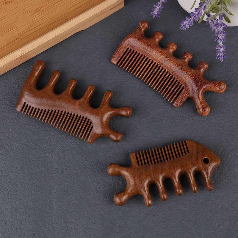 

Деревянная массажная расческа Гуа Ша с широкими зубьями для головы, кожи головы, меридиан, расслабляющий антистатический массажер из сандалового дерева, инструменты для акупрессуры, подарок
