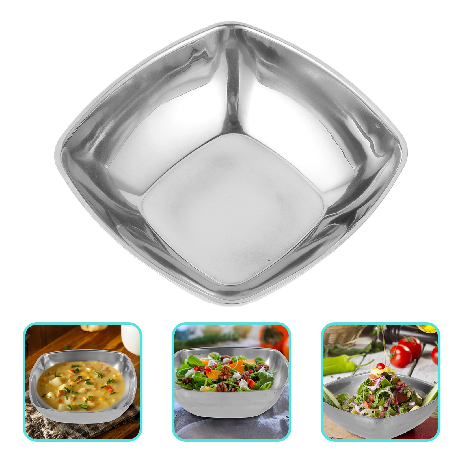 وعاء خلط من الفولاذ المقاوم للصدأ مقاس 20 سم، وعاء إعداد الشعرية للسلطة والفواكه، وعاء تخزين المطبخ والطهي والمواد الغذائية