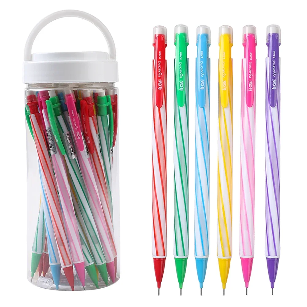 

24Pcs/Set Translucent Mechanical Pencil with 0.5/0.7mm Black Lead Core Writing Painting Office School Stationery Supplies