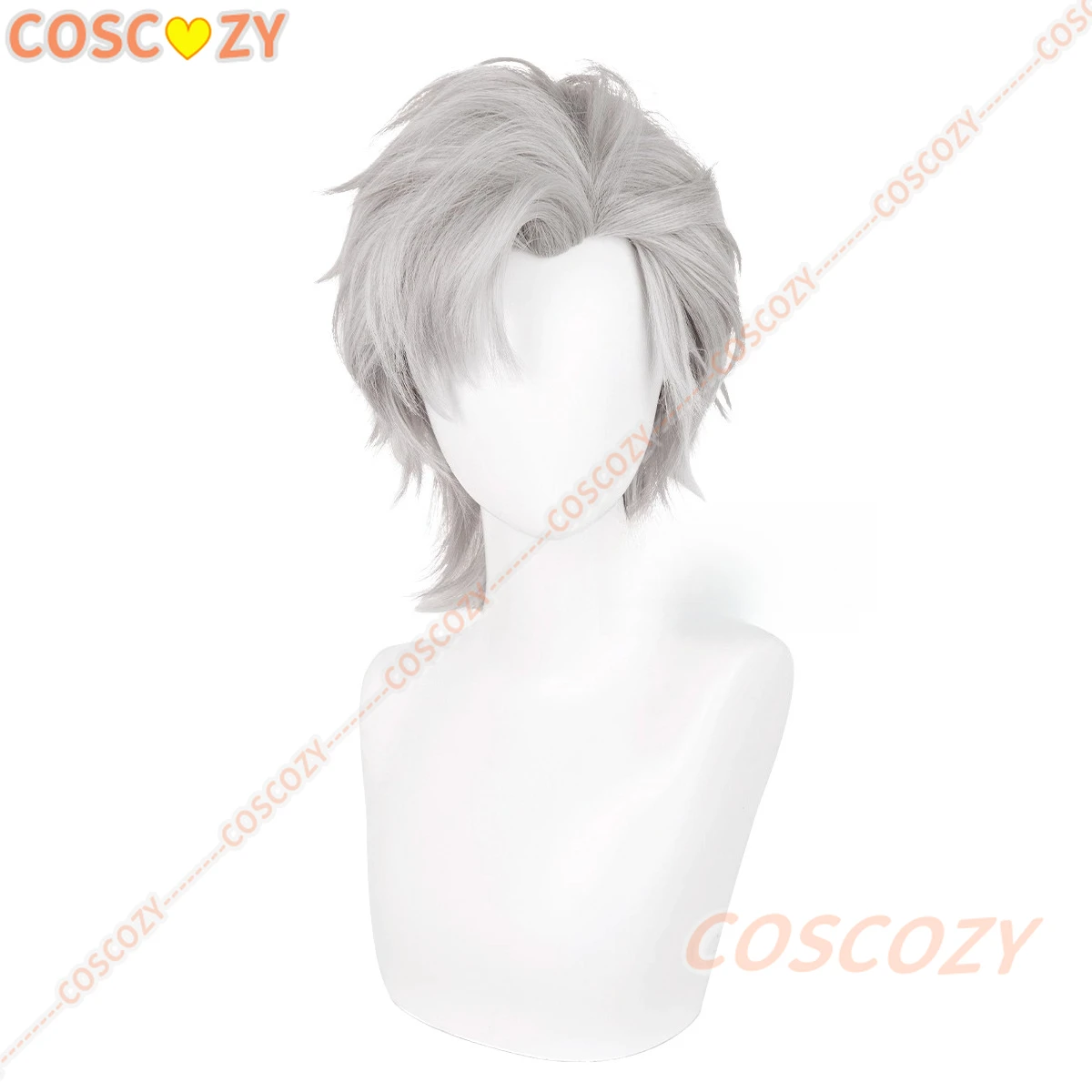 Xavier peruca amor e espaço profundo xavier cosplay peruca cinza curto resistente ao calor cabelo sintético festa de halloween perucas de cabelo + peruca boné