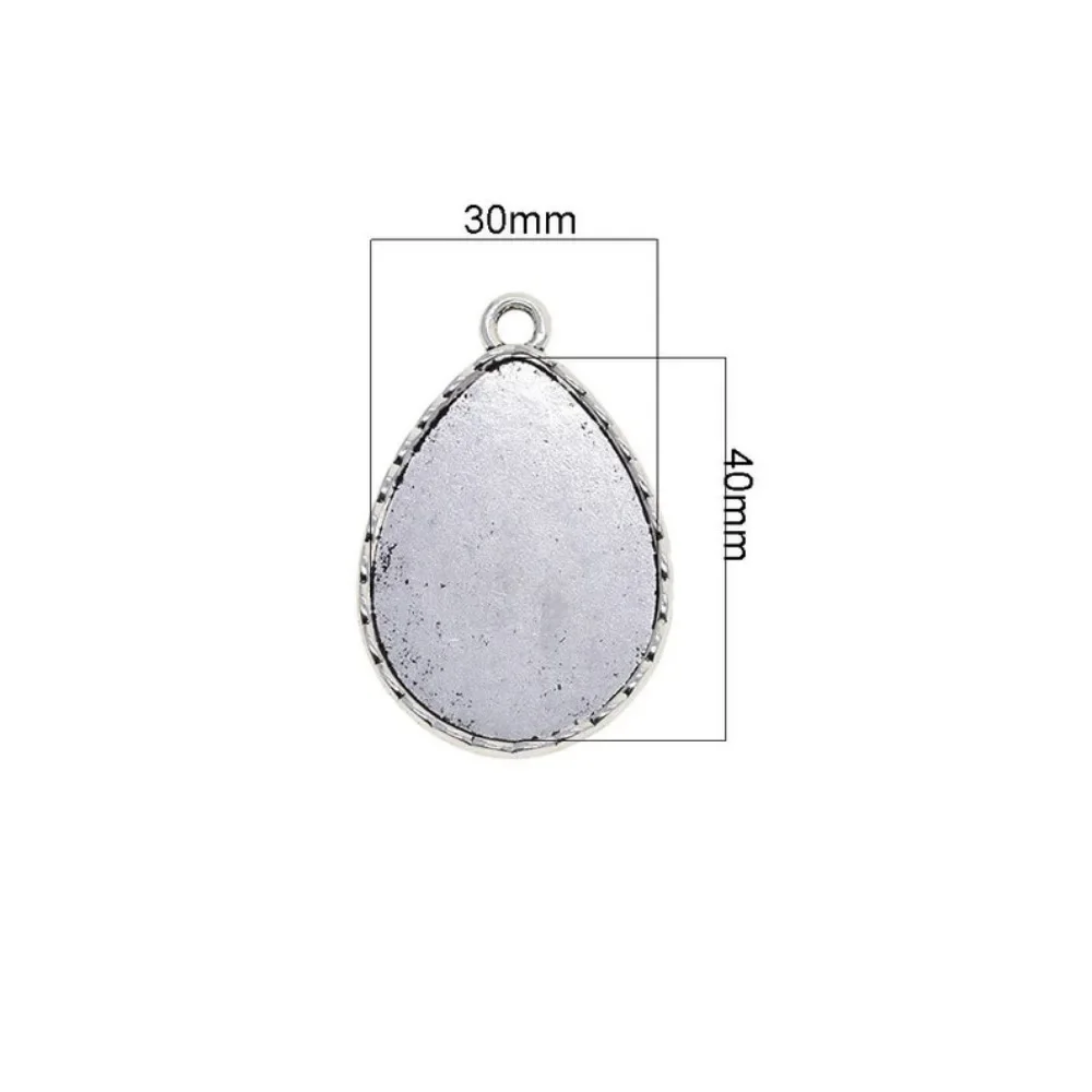 10 Pcs Tibetan Silver EXTRA Large Blank Water Drop Teardrop 30 X 40mm Bezel Tray Base Cabochon Pendant DIY Necklace