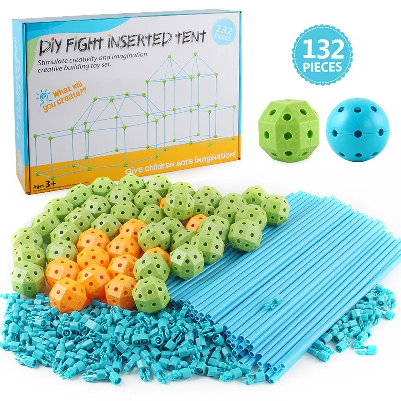 Children DIY Building Castle Beading Tent Toy Large Building Blocks Game House Indoor and Outdoor Toys for Kids Birthday Gift
