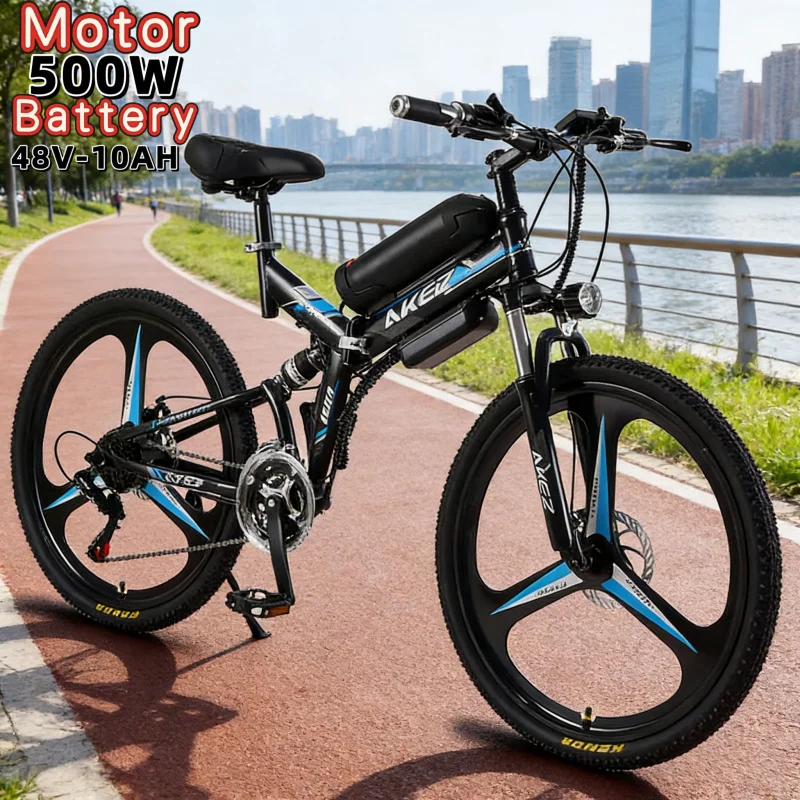 

Urban road electric bicycle 26-inch foldable E-Bike48V10AH 500W brushless motor adult leisure electric power-assisted scooter