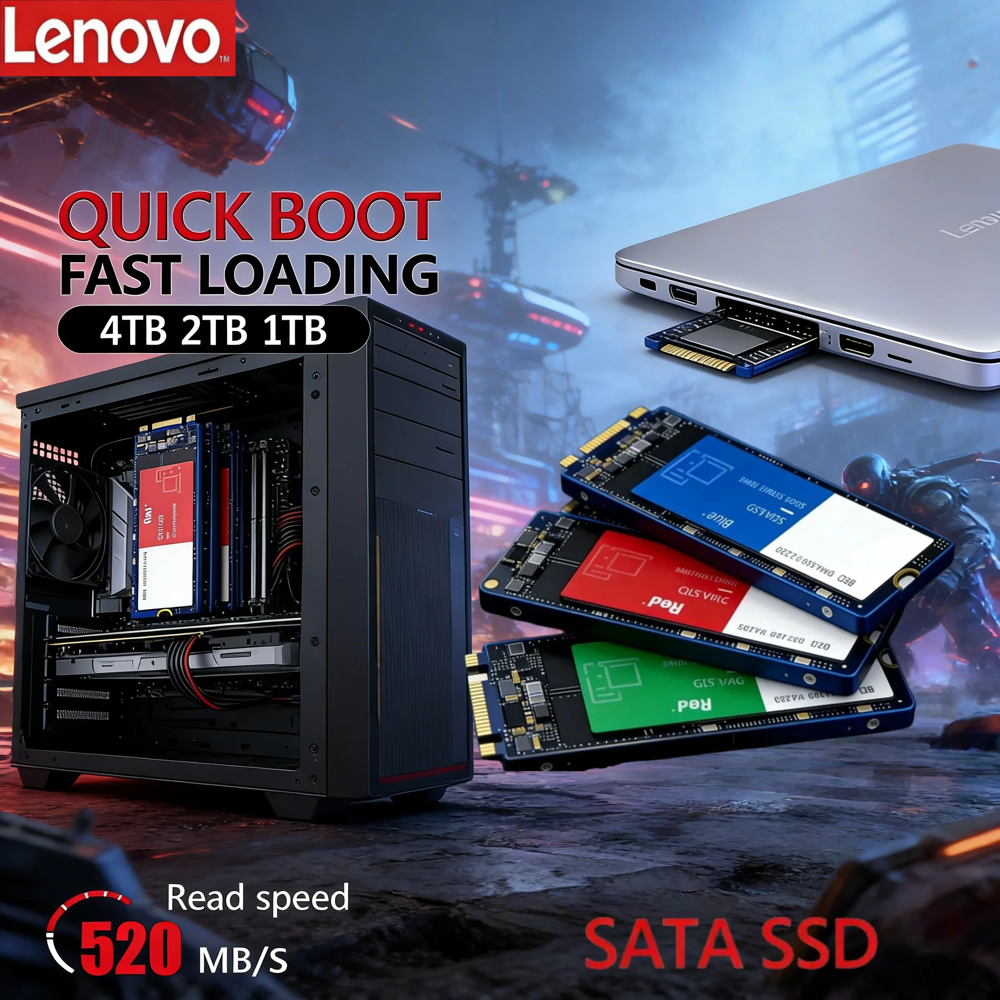

Внутренний твердотельный накопитель Lenovo 2280, высокоскоростной твердотельный накопитель, 4 ТБ, 2 ТБ, универсальный, совместимый с ноутбуком, настольным ПК, компьютером