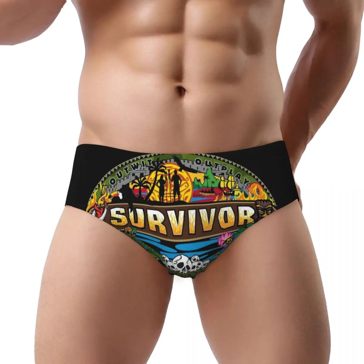 

Мужские трусы с логотипом Reality TV Survivor Mashup, дышащие трусы, нижнее белье