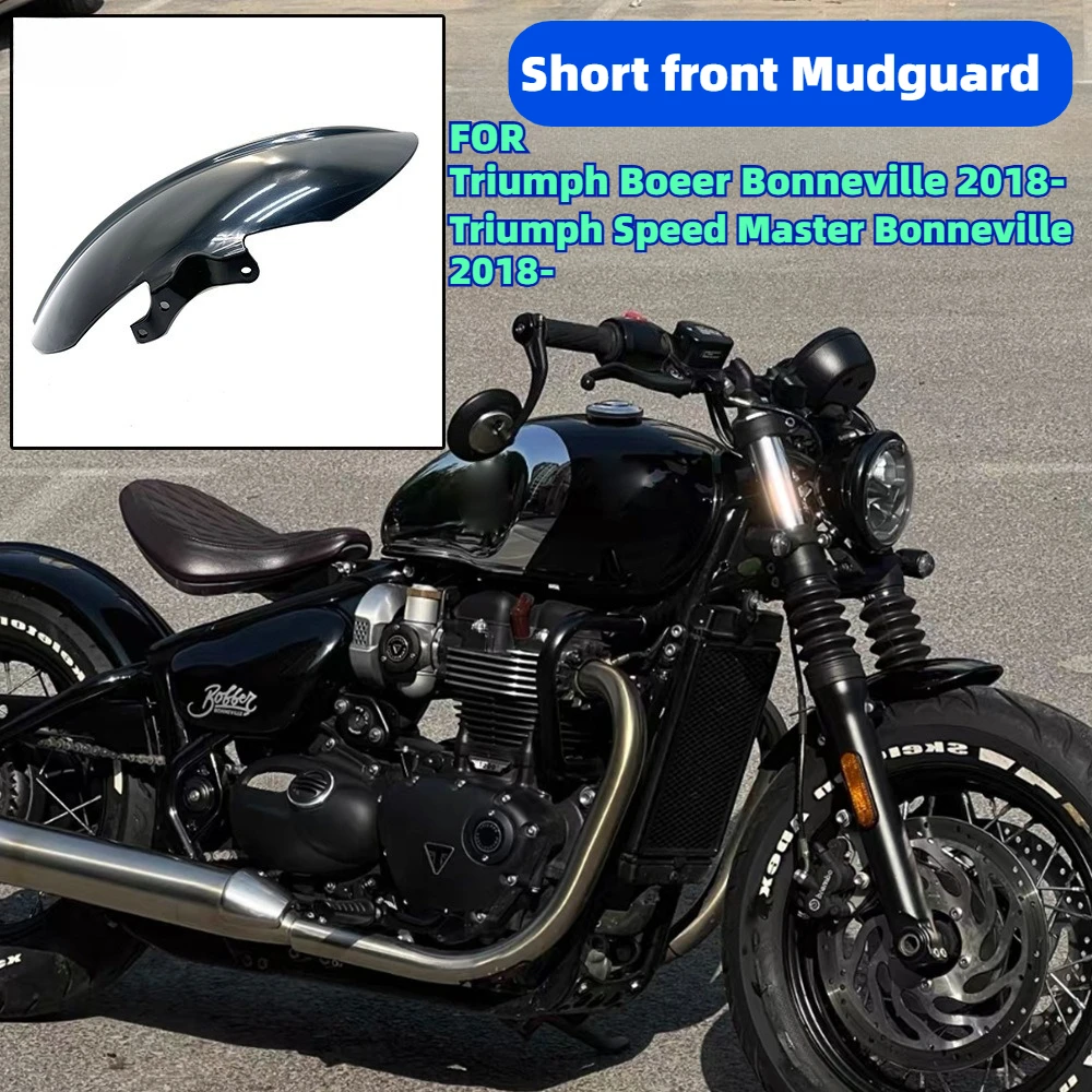 Accesorios de motocicleta guardabarros delantero Retro corto para Triumph Bobber Bonneville Speedmaster 1200 2018- Cafe Racer negro