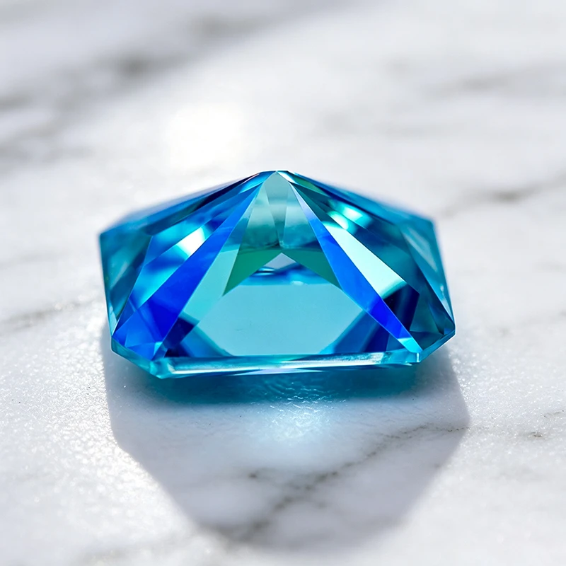 Moissanit-Stein Aquamarin im Radiant-Schliff Edelstein für DIY Fortgeschrittene Schmuckherstellungsmaterialien Besteht Diamanttester mit Zertifikat – Detail 2