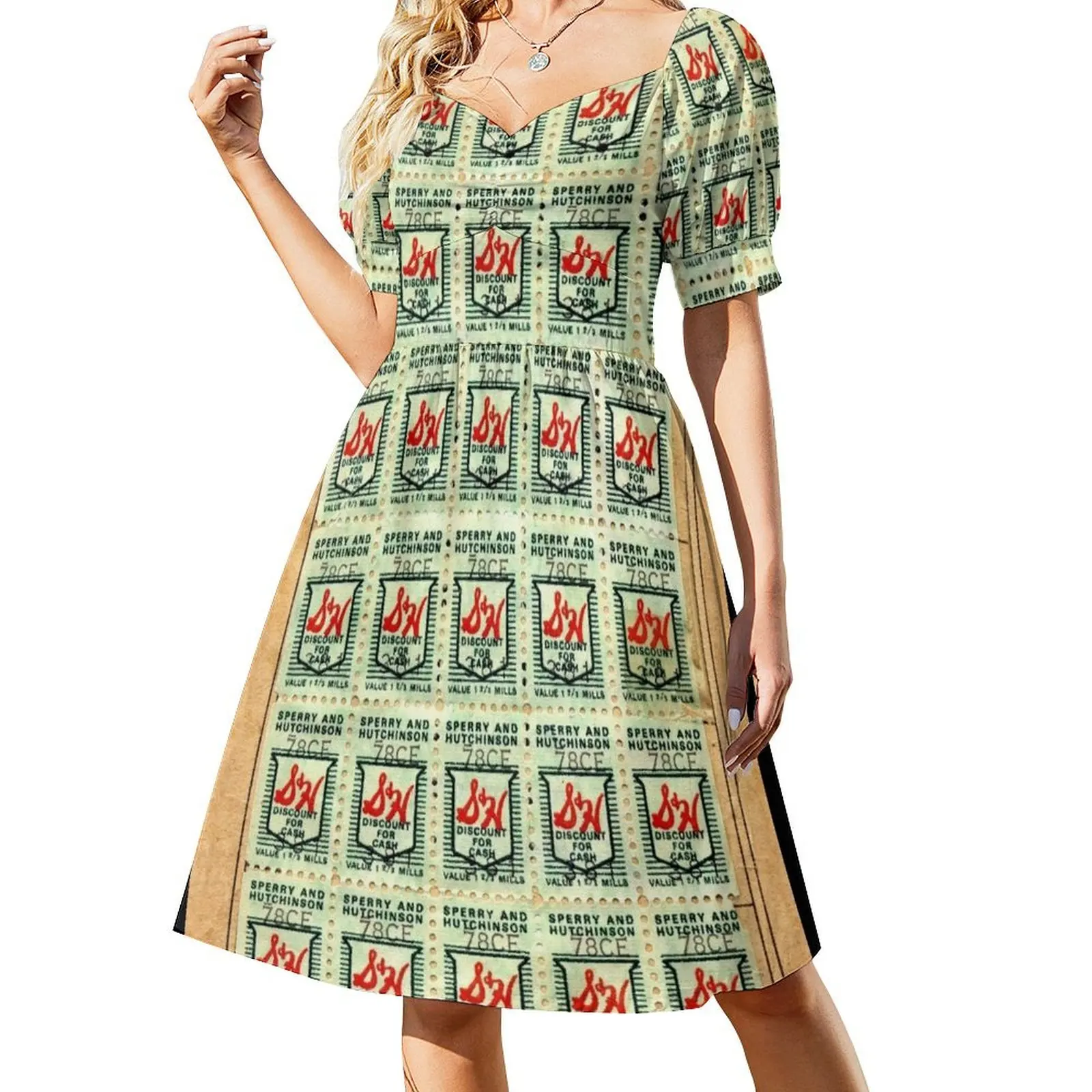 S&H GREEN STAMPS Short Sleeved Dress evening dress woman ladies dresses for women 2025 Dress