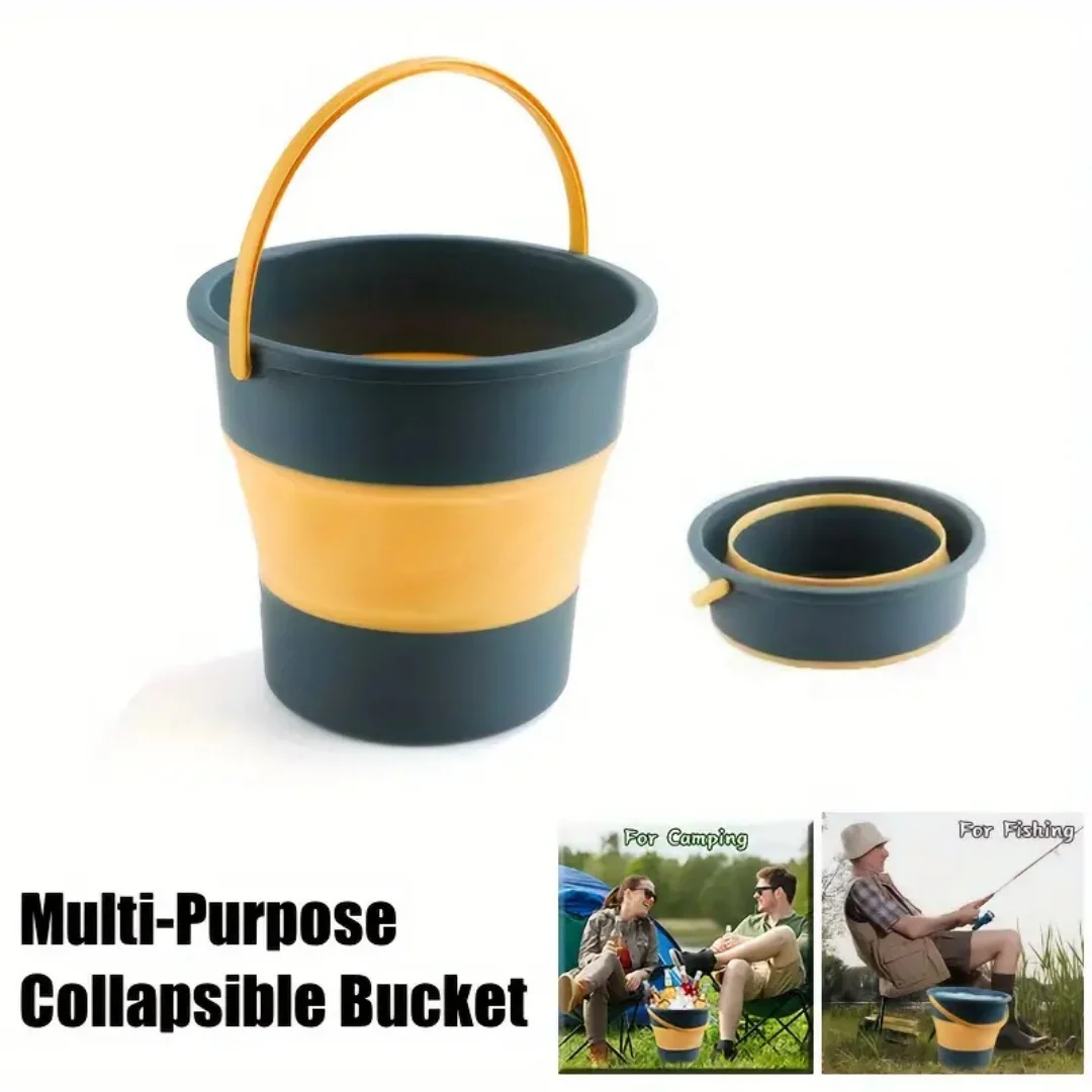 1pc Multifunctional Collapsible Bucket for Fishing, Camping, Beach & Home Cleaning - Durable Rubber, Space-Saving