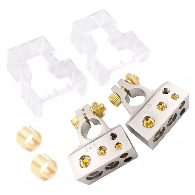 2Pcs 2/4/8 Gauge Positive Negative Car Battery Terminal Connectors 12-48V Auto Car Marine Battery Terminal Connectors Shims