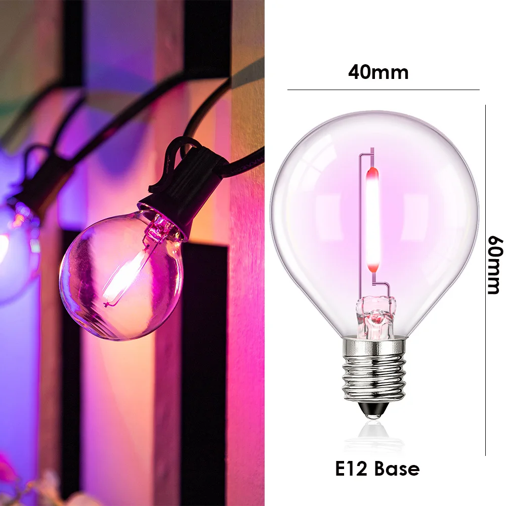 Multicolor Led Replacement Bulb G40 Colored Filament Bulb 1W E12 RGB Globe Mini Ball Lamps For String Light Birthday Party Decor