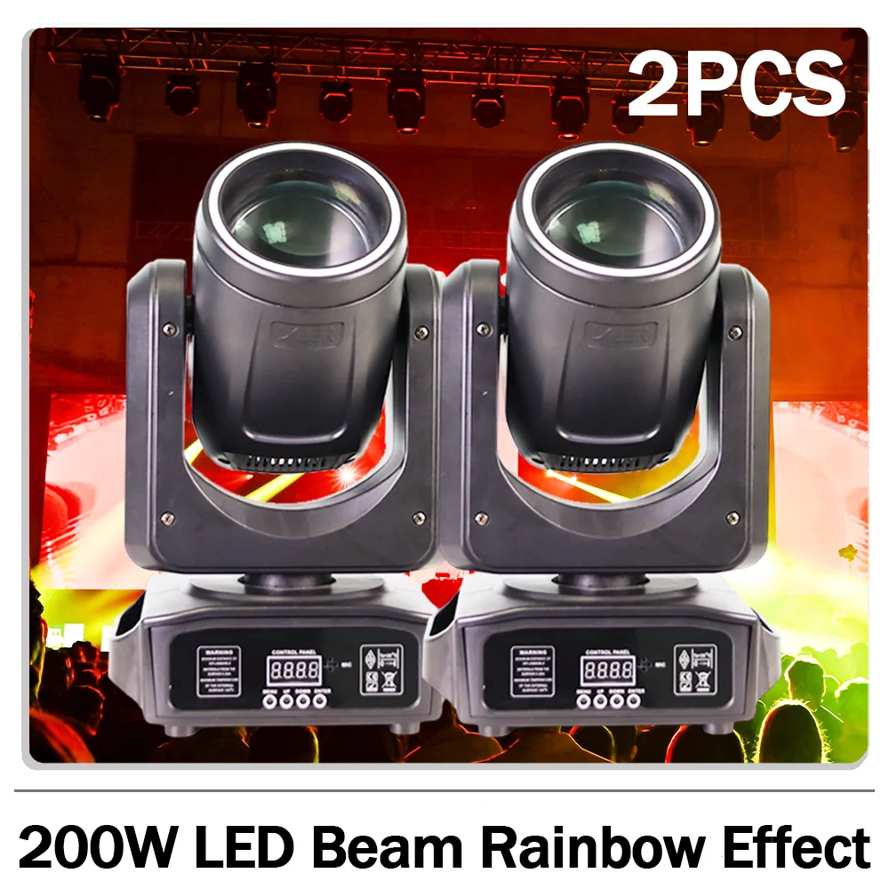 

2 шт./лот, 200 Вт, светодиодный прожектор с эффектом радуги, 7 гобо, 18 призм, DMX512 для дискотек, клубов, баров, вечеринок