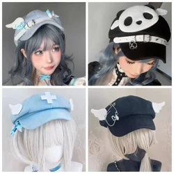 Y2k Aesthetic Women Angel's Wings Hats 2024 Spring Autumn Lolita Punk Sweet Cool Hat All Match Japanese Landmine Fashion New Cap