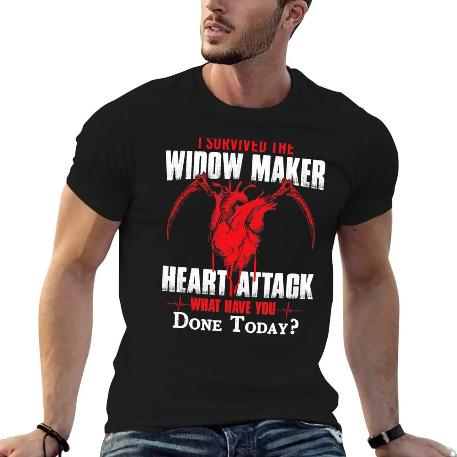 

I Survived The Widow Maker Heart Attack Survivor Recovery T-Shirt g man t shirts for men t shirt man designer T-Shirt