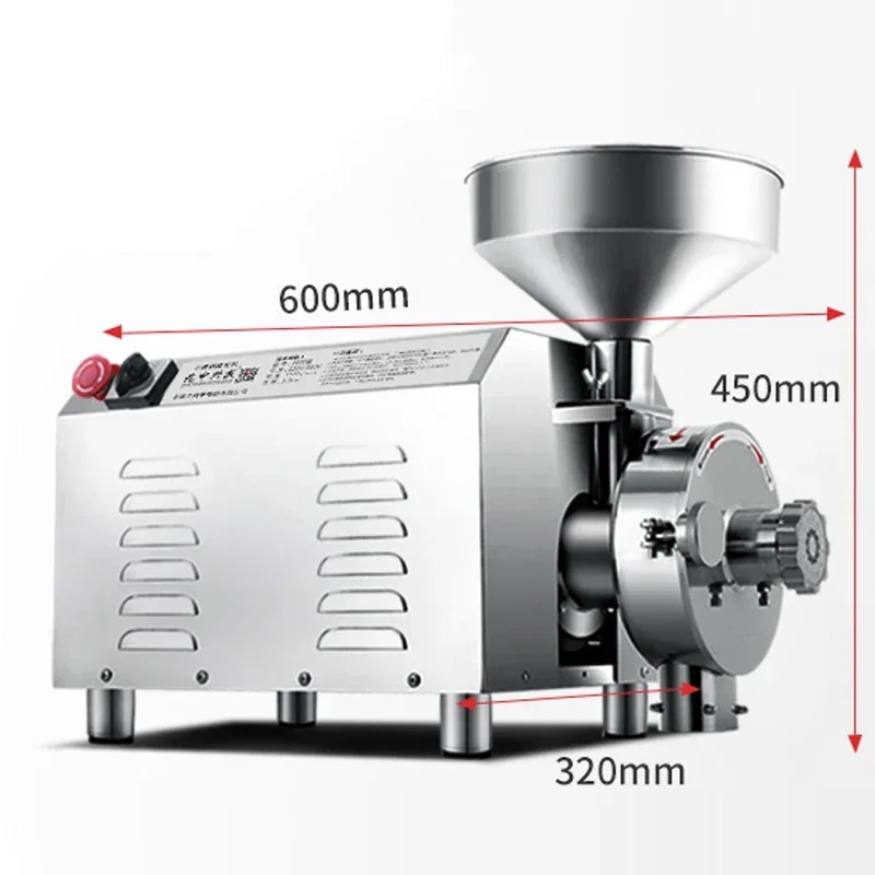 3000W Electric Grain Grinder 50KG 3000W Commercial Grinding Machine for Dry Grain Soybean Corn Spice Herb Coffee Bean Wheat Rice