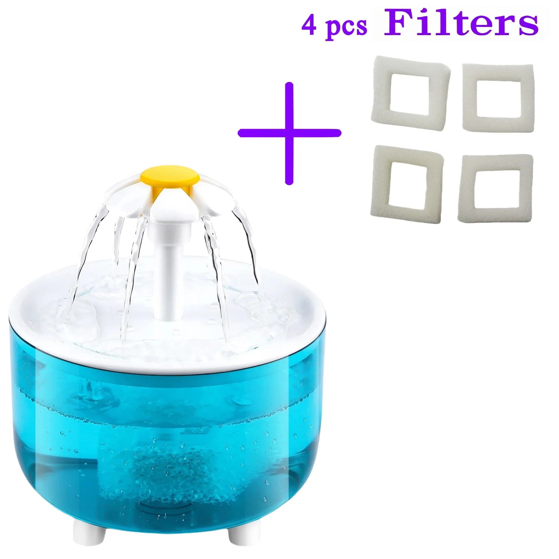 Haustier-Trinkbrunnen mit 4 Filtern, Automatischer USB-Elektrischer Katzen-Trinknapf 1200ml, Rezirkulierender Filter Katzen-Wasserspender