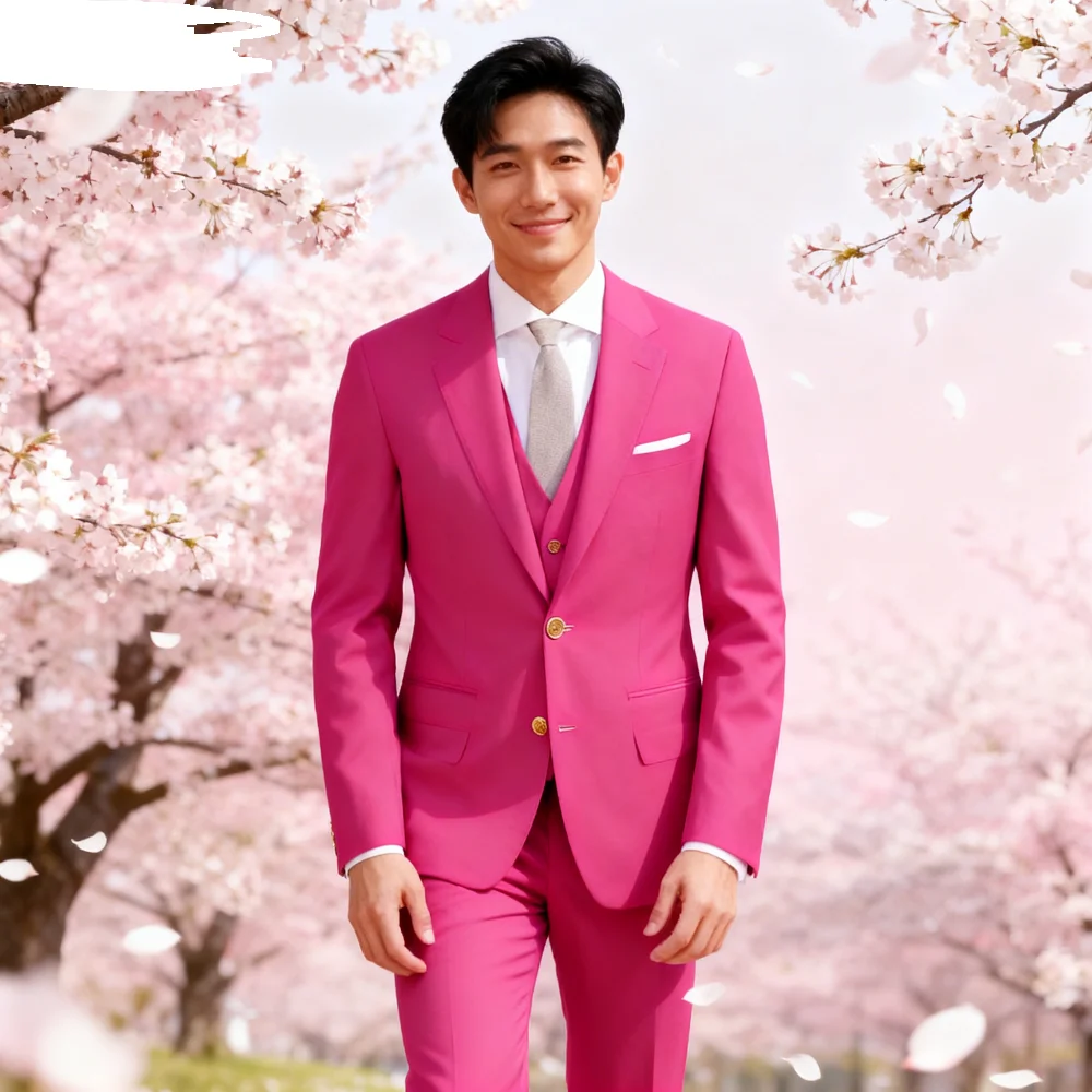 

Elegant Slim Fit Men's 3-Piece Suit Set - Two Buttons High Quality Business Wedding Male Clothing Blazer Jacket Vest Pants