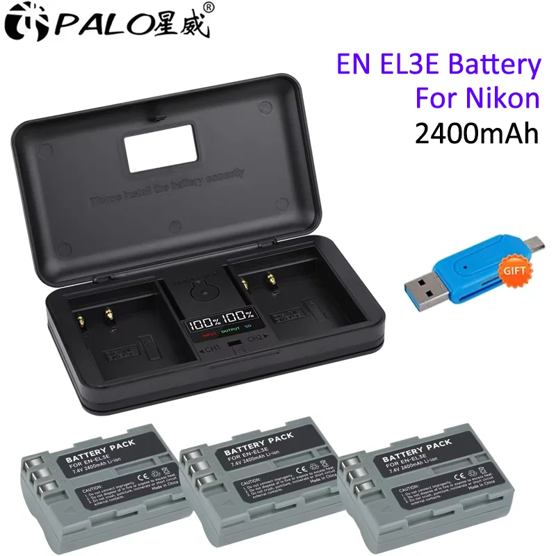 

EN-EL3E ENEL3E EN EL3E Digital Camera Battery + Storage Battery Smart LCD Charger for Nikon D300S D300 D100 D200 D700 D70S D80