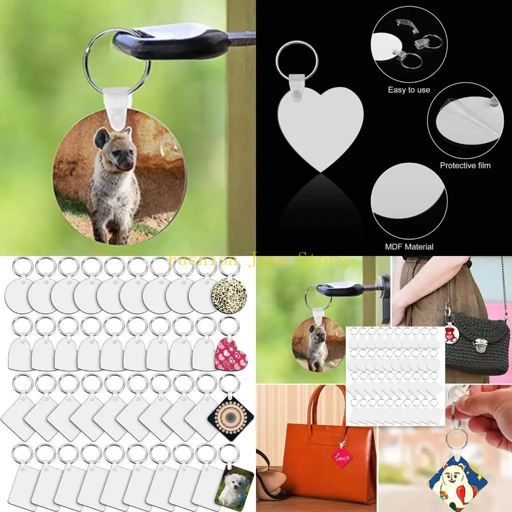 N5KA 40 Pieces Sublimation Blank Keychain Thermal Transfer Keychai for Present Making
