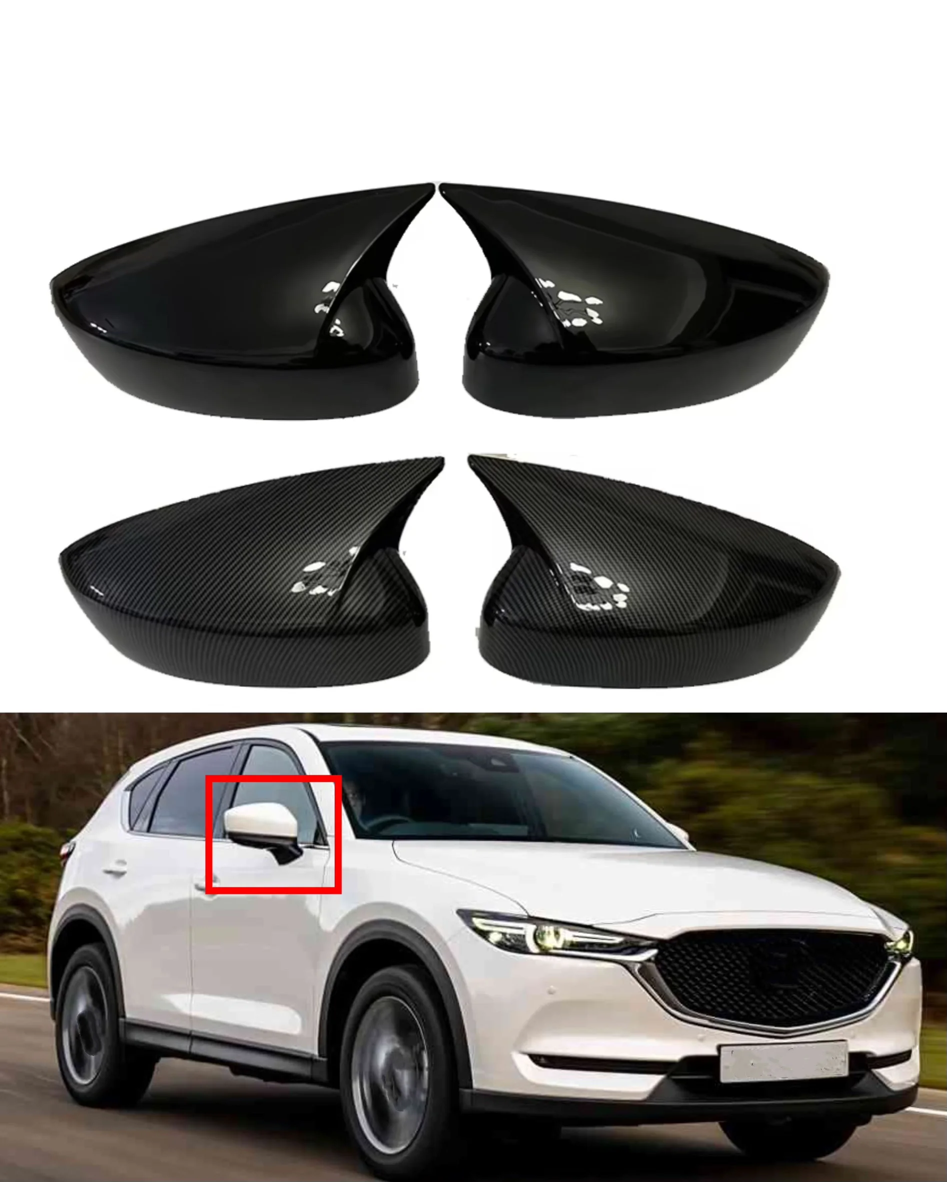 

Car Rearview Side Mirror Cover For Mazda CX-5 ll 2024 2023 2022 2021 2020 2019-2017 Wing Cap StickerView Case Trim Carbon Fiber