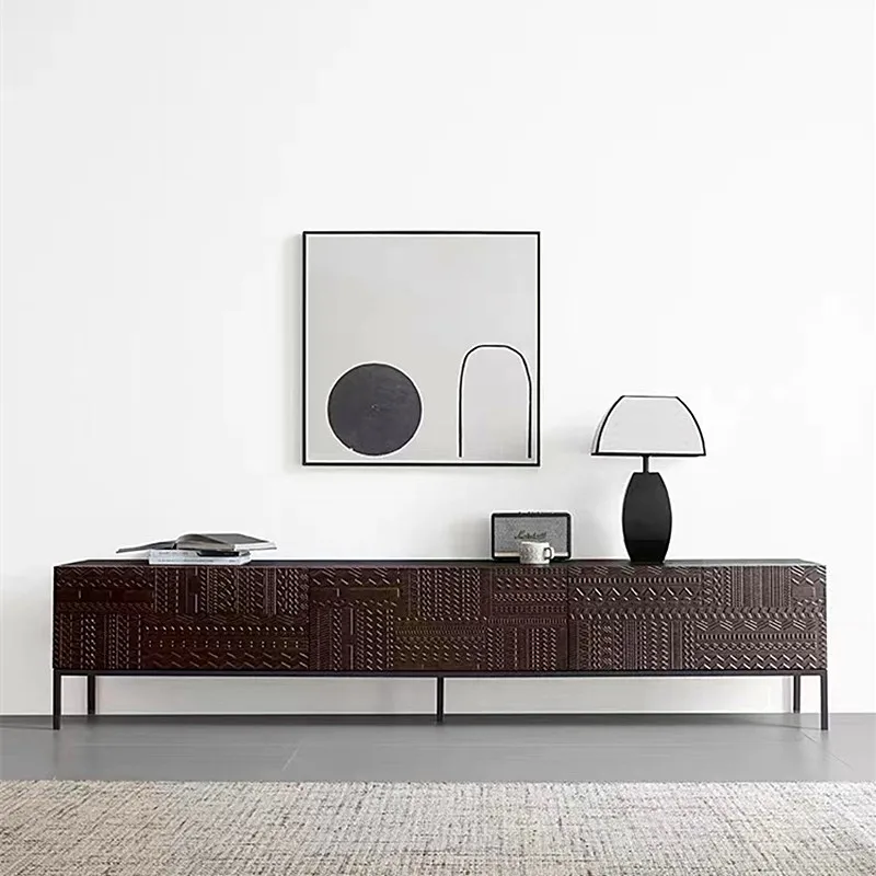 

MG8082 #TV Cabinet/MG8082 Side Cabinet Nordic Modern Belgian TV Cabinet Engraved Floor Cabinet Black