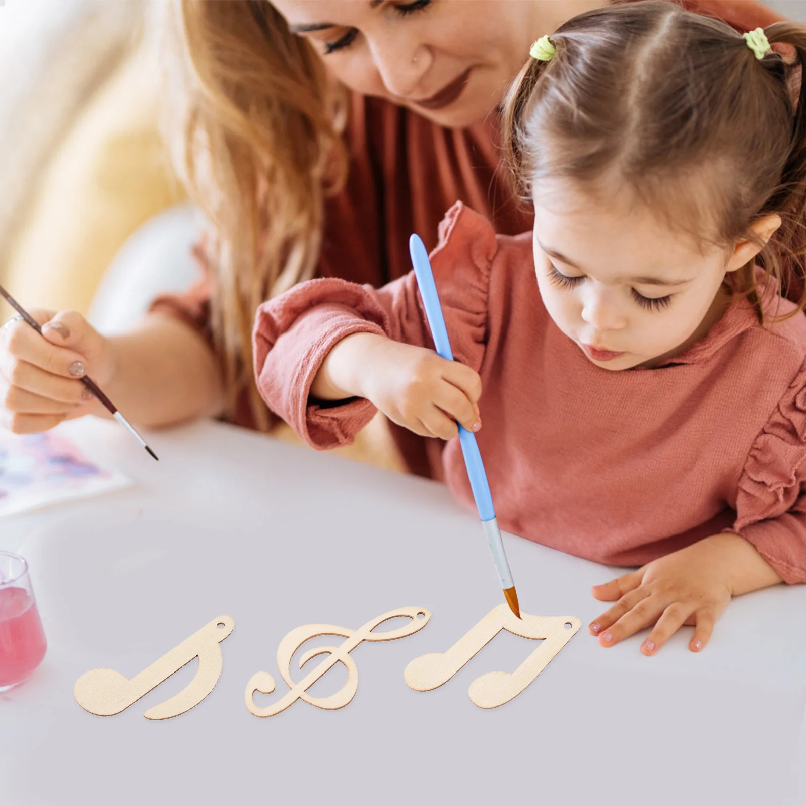 30 قطعة ملاحظة الموسيقى فارغة شرائح الخشب لم تنته الطبيعية Diy بها بنفسك الحرفية القواطع للمشروعات المدرسية الحلي اليدوية الخشبية #5