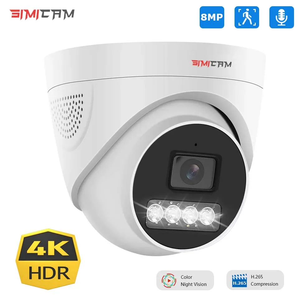 4K 8MP CCTV Security POE Camera  4MP 5MP 8MP Iutdoor Dome Audio Color Night Vision Onvif IP Camera CCTV Video Surveillance Cam