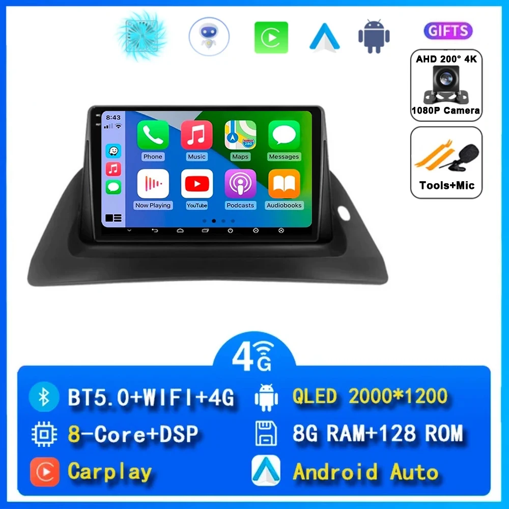 Voor Renault Kangoo 2008-2018 2 Din Android 15 Autoradio Multimedia Speler Carplay Autoradio Stereo GPS IPS 2K QLED 4G Head Unit