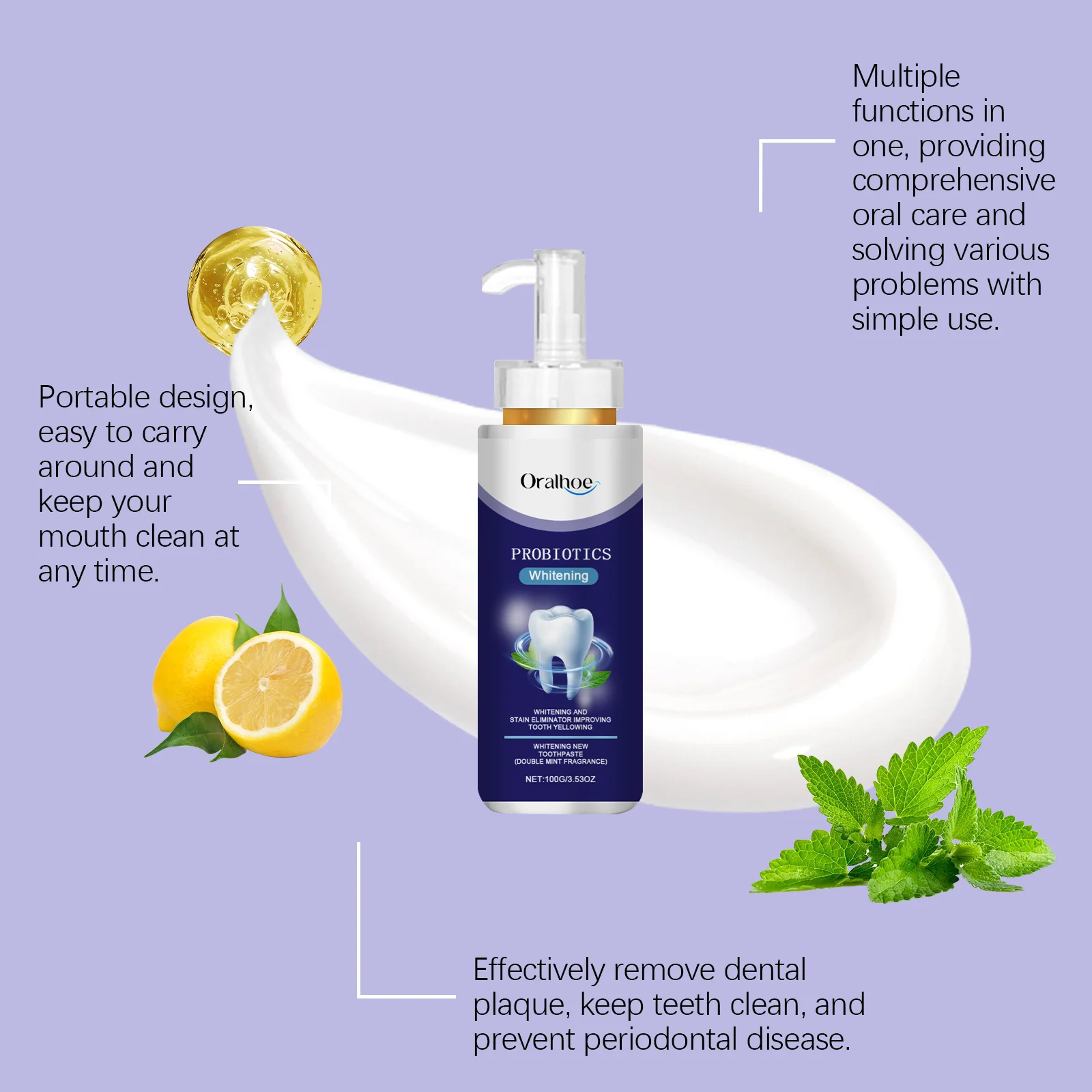 Oralhoe Mint Toothpaste Gentle Daily Oral Care Fresh Breath Teeth Cleaning Hygiene Solution for Healthy Smiles