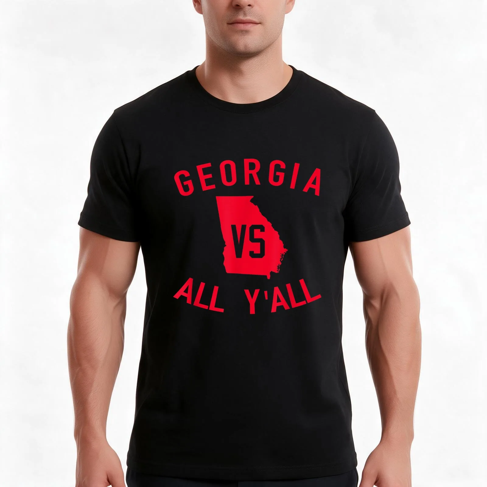 Georgia Vs All Y'all Funny Georgia T-Shirt, Classic Crew Neck Shirt, Breathable Cotton Everyday Tee