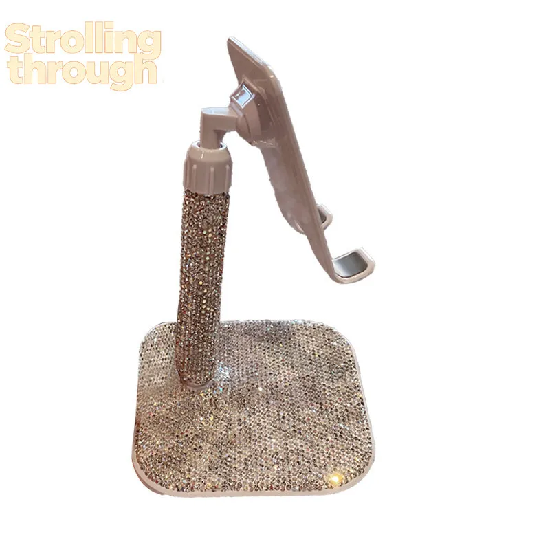 Desktop universal portable adjustment angle lifting mobile phone holder luxury diamond-encrusted multi-functional