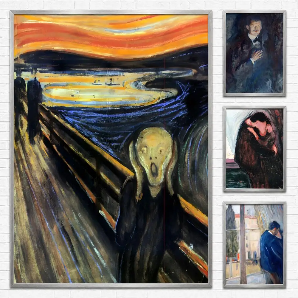 Artist Munch Poster Self‑Adhesive Waterproof PP Poster Coffee House Bar Wall Art Sticker Room Home Decor