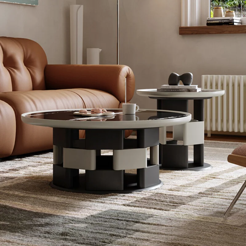 

Italian Style Minimalist Coffee Table Round Art Design Coffee Tables Combination Side Table Living Room Home Coffee Desk Setting