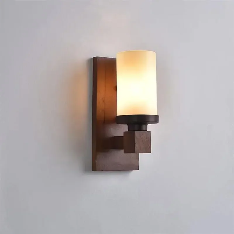 

American Style Rural Retro Solid Wood Wall Lamp Living Room Tv Background Wall Decor Lamp Bedroom Corridor Staircase Wall Lights