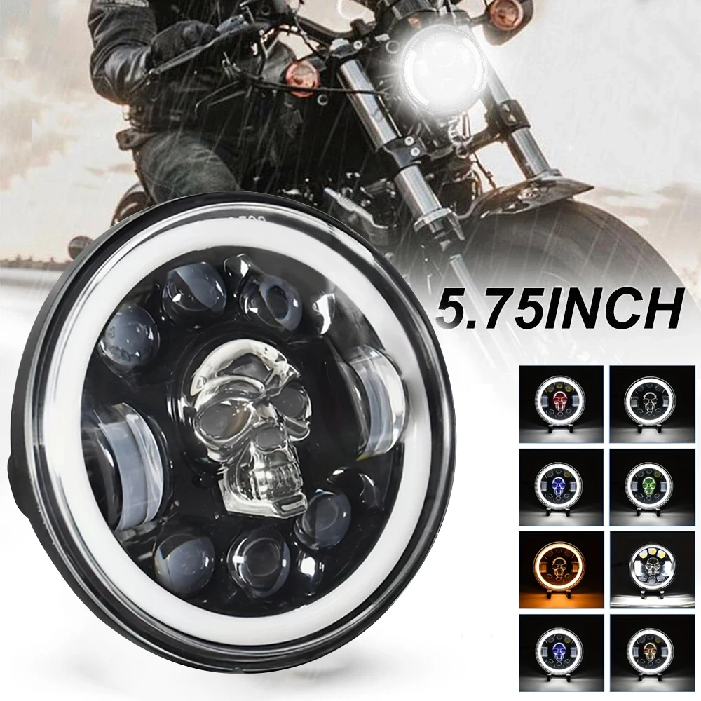Fotografia 5: Farol LED de 5 3/4 polegadas (5,75 polegadas) para motocicletas Dyna Softail Sportster 883 XL883 FXCW