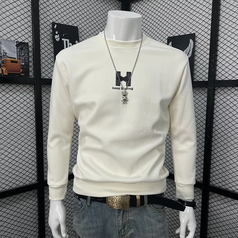 

Men's Loose Sweatshirt Front Back Letter Printed Youth Crew Neck Hoodie Long Sleeve Base Layer Top Pullover Male Casual Clothing