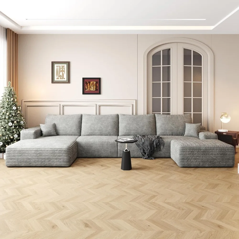 

136" sectional couches for living room modern modular sofa with l-shape couchs upholstered boneless couch deep seat sectional co