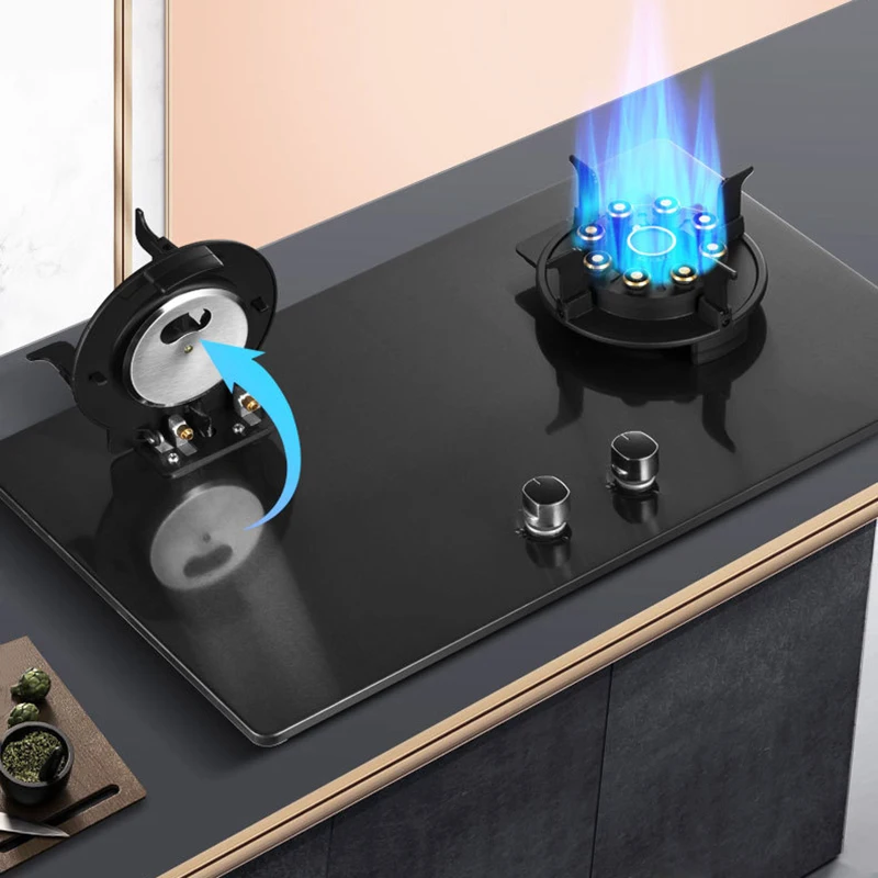 Газовая плита с откидной крышкой, умные газовые варочные панели из нержавеющей стали, верхняя батарея, 2 конфорки, газовая плита для кухни