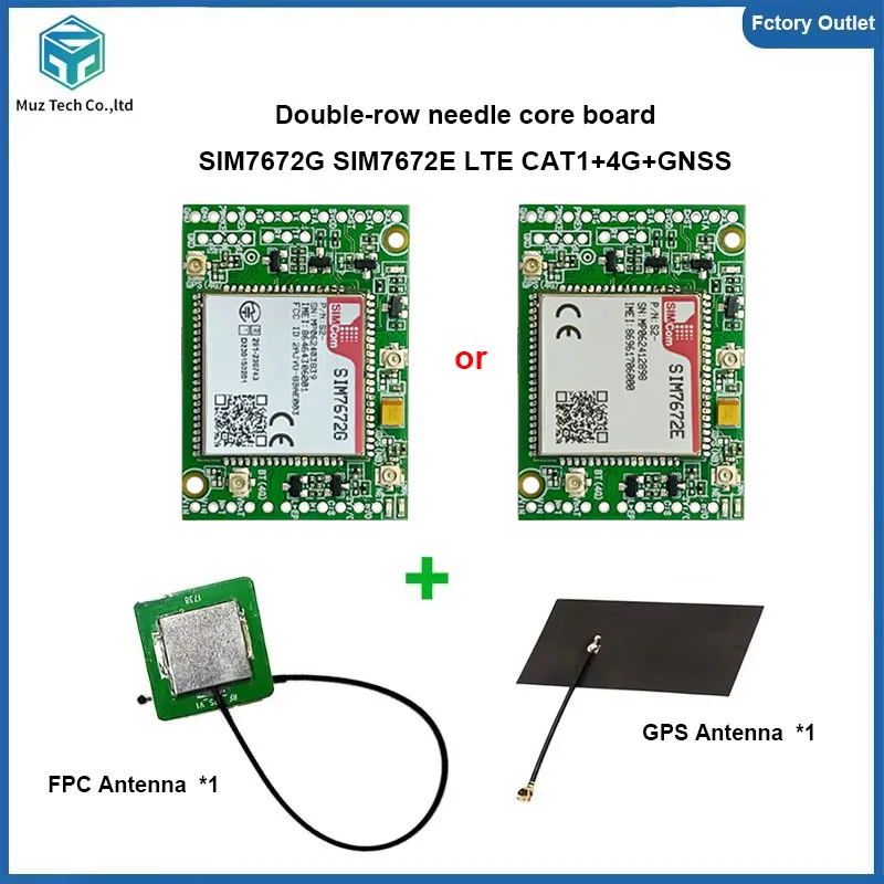 

SIM7672G SIM7672E Dual-row Pin Core Board Development kit with Antenna 4G LTE CAT1 Module breakout kit Support GNSS Modem Board