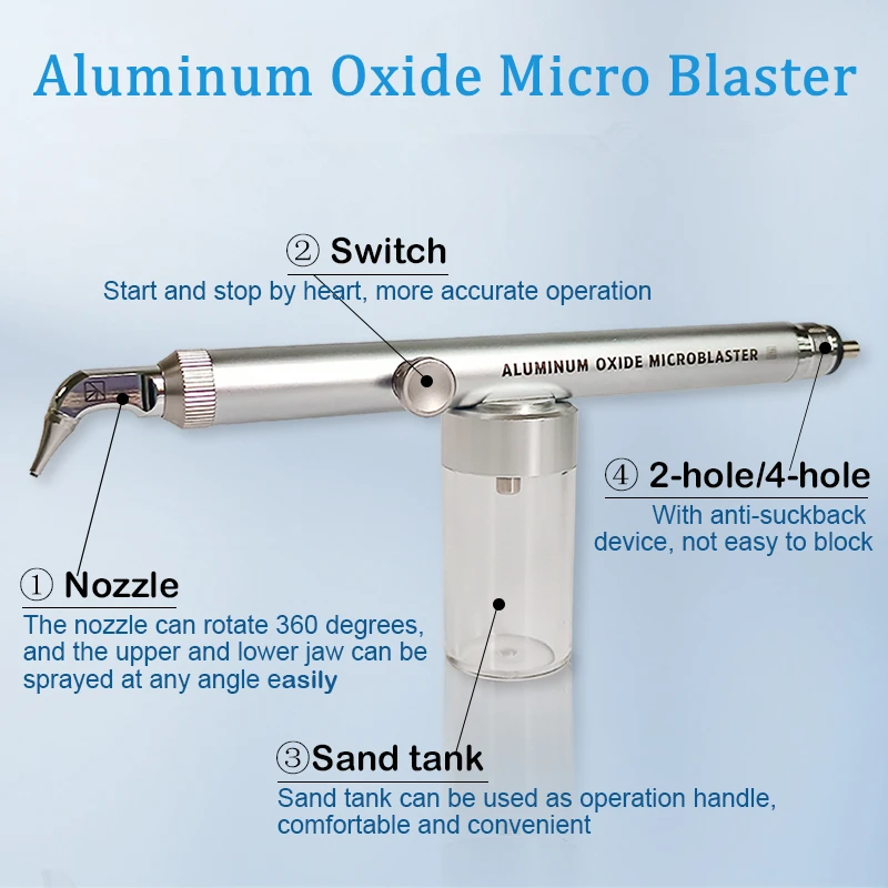 Dental Aluminum Oxide Micro Blaster with Water Spray, 2 in 1 High Pressure Alumina Air Abrasion Polisher Microetcher Sandblaster