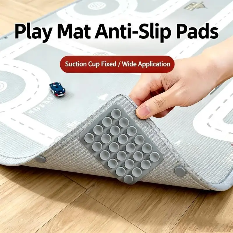 12PCS Rug Grippers for Carpet Corners, Adhesive Suction Cup Anti Slip Pads for Area Rugs, Yoga Mats and Floor Mats