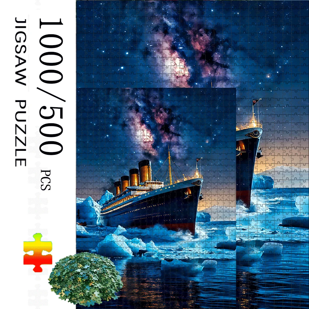1000/500pcs Titanic, Starry Night, Iceberg & Ocean Paper Puzzle – Large Interactive Game for Adults and Families | DIY Home De