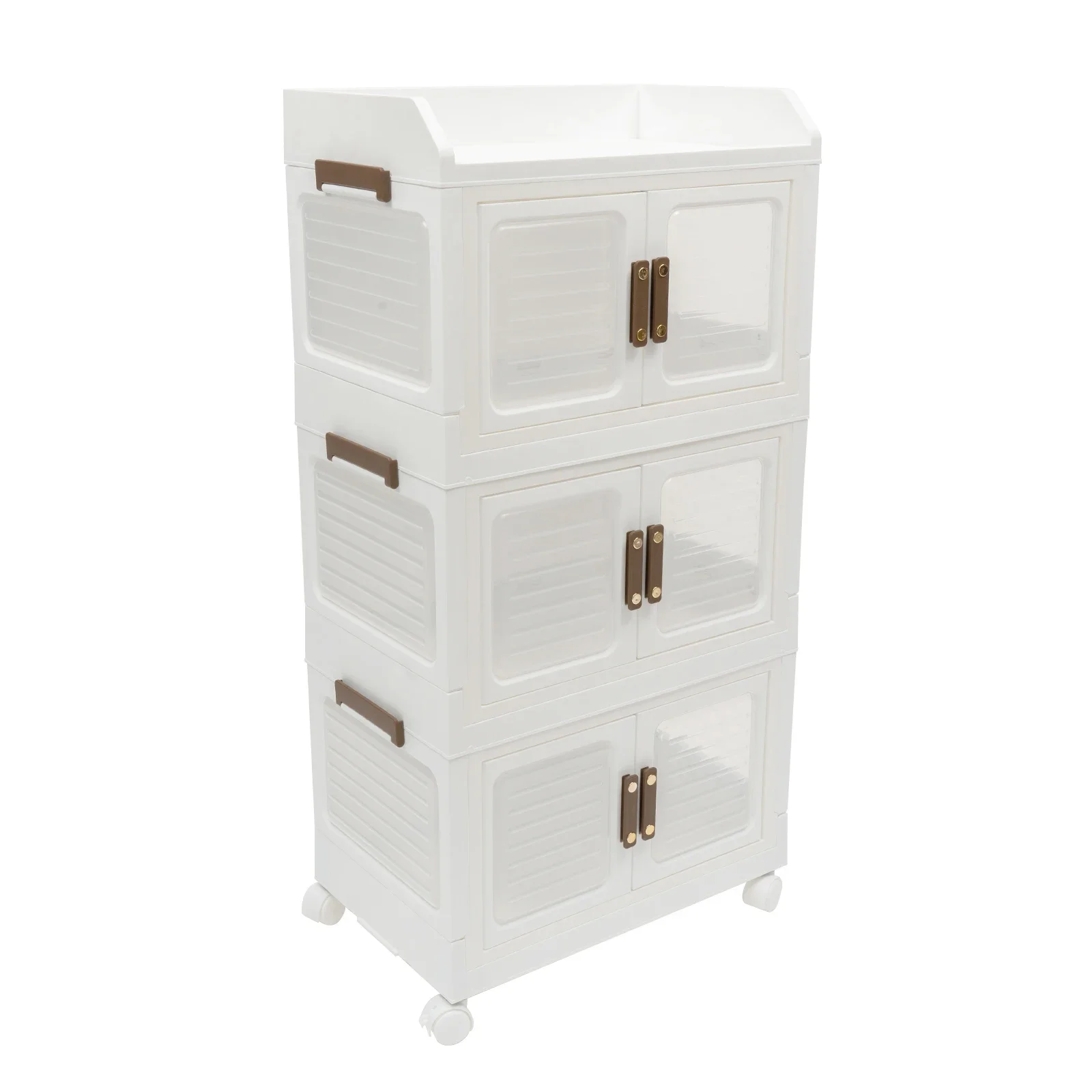 صناديق تخزين قابلة للطي بعجلات وأغطية - مكعبات بلاستيكية قابلة للتكديس مع أبواب لتنظيم سهل #3