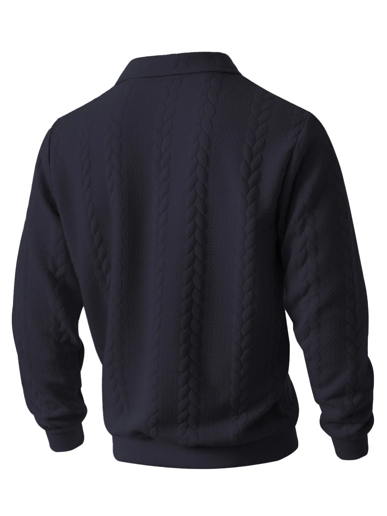 Mens Lapel Half Zip Sweatshirt Long Sleeve Cable Textured Pullover Relaxed Fit Tops For Daily Casual Autumn And Winter Dressing