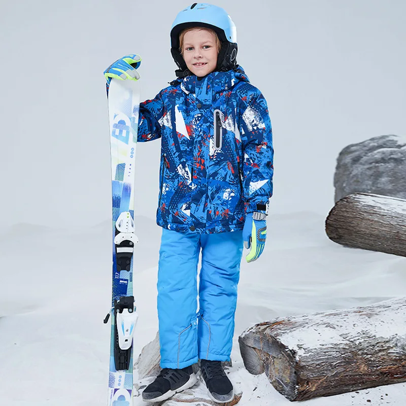 -30 ℃ anak laki-laki perempuan setelan ski tahan air 5 6 7 8 9 10 11 12 13 14 15 tahun anak-anak pakaian salju hangat mantel celana snowboarding